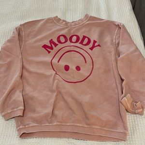Pink Lily MOODY Pink Smiley Crew Neck Size Small